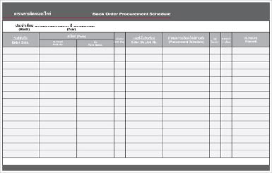 บอร์ดแม่เหล็กตารางการติดตามอะไหล่ค้างส่ง (Back Order procurement Shedule)